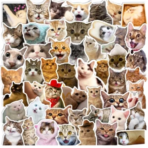 50pcs Custom Decorative Cartoon Cat Waterproof Sticker Sheets