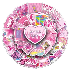 50pcs Factory Girly Heart Kawaii Cartoon Sticker UV Printing Custom Die-Cut Vinyl Sticker