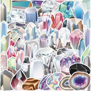50pcs Gems Masonry Children’s Waterproof Stickers for Phones, Glass, Children’s Rooms, Stationery