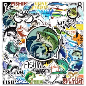 50pcs Going Fish PVC Waterproof Graffiti Stickers for Cups, Bottles, Notebooks, Luggage, Laptops, Skateboards