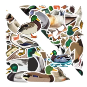 50pcs Green Duck PVC Waterproof Stickers DIY Decor for Phone Cases, Notebooks, Water Bottles