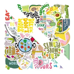 50pcs Healthy Diet PVC Waterproof Stickers for Car Mobile Phone Laptop Notebook Water Bottle