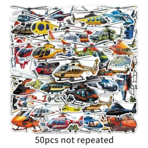 50pcs Helicopter Vinyl Sticker Packs for Skateboard Luggage Laptop Bottles