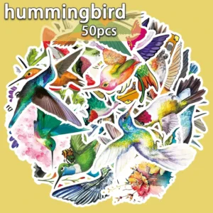 50pcs Hummingbird PVC Waterproof Stickers DIY Decor for Phone Cases, Notebooks, Water Bottles
