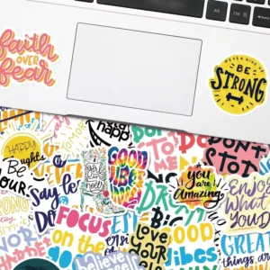 50pcs Inspirational English Graffiti Stickers for Guitars, Scooters, Toys, Laptops, Suitcases, Bottles and Bikes