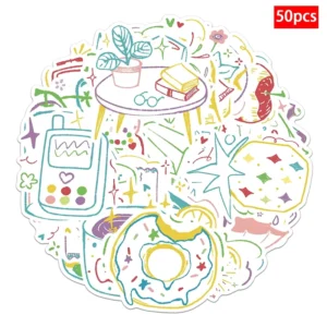 50pcs Leisure Time PVC Waterproof Stickers for Phone Cases, Notebooks, Water Bottles