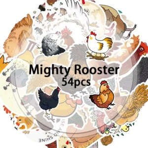 50pcs Mighty Rooster PVC Waterproof Stickers for Cars, Mobile Phones, Laptops, Notebooks, Water Bottles