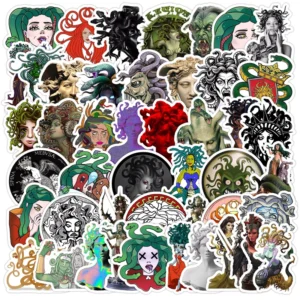 50pcs PVC Medusa Graffiti Water Cup Decorative Stickers North European Wind Snake Hair Waterproof Cross Border