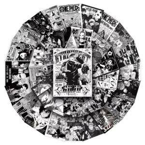 50pcs Personalized Custom Decorative Black and White Japanese Manga Poster Stickers for Walls and Game Consoles
