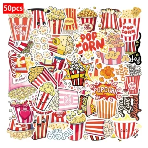 50pcs Popcorn PVC Waterproof Stickers for Car Mobile Phone Laptop Notebook Water Bottle