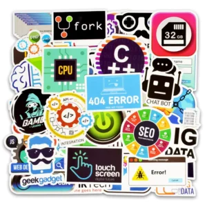 50pcs Programming Programmer Graffiti Adhesive Stickers for Water Cup Computer Luggage PVC Die Cut