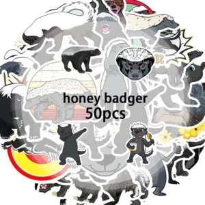 50pcs Ratel Animal PVC Waterproof Stickers for Phone Cases, Notebooks, Water Bottles