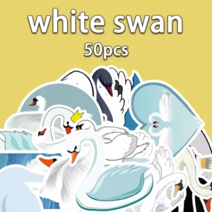 50pcs Swan PVC Waterproof Stickers for Cars, Mobile Phones, Laptops, Notebooks, Water Bottles