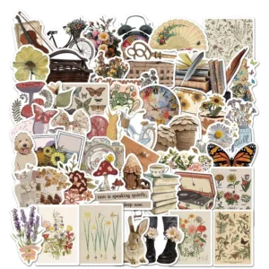 50pcs a Set Vintage Scrapbook Stickers Retro Aesthetic Journal Stickers for Junk Journal Notebook Water Bottle Decor Sticker