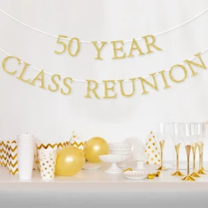 50th Class Reunion Banner Gold School Students Reunion Decoration