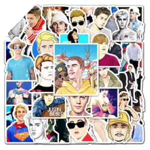 51Pcs Idol Singer Justin Bieber Decorative Stickers for Laptop Skateboard Bottle Wall Art
