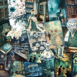 52pieces Starry Sky DIY Decor Paper Set With Sticker A5 Scrapbook Craft Paper for Junk Journals