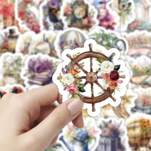 53PCS Per Bag Custom Printed Cartoon Flower Vinyl Stickers Waterproof Eco Friendly Durable Reward Decals Kids Decor Stickers