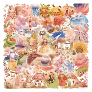 54-Piece PET Fairy Stickers for DIY Scrapbook Decoration