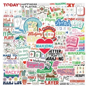 55Pcs Fashion Mahjong Play Graffiti Stickers for Laptop Phone Decor Traditional Board Game Sticker