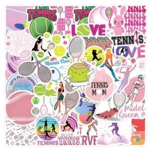 55Pcs Pink Tennis Sport Graffiti Stickers for Backpack and Luggage Decor