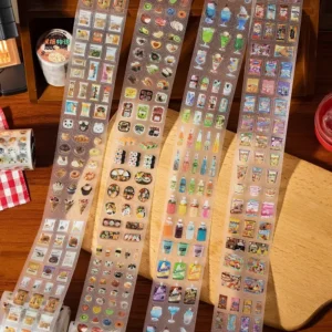 5cm*2m Glitter PET Die-Cut Retro Food Washi Tape for DIY Journaling and Scrapbooking