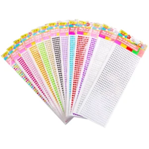 5mm Rhinestone Self-Adhesive Sticker, Cartoon Pattern, Waterproof Acrylic, UV Printed, 11x32cm, Colorful DIY Decoration