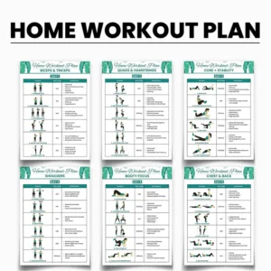 6-Day Full Body Home Fitness Plan Printable Workout Guides for Posture, Core and Full Body Toning for All Fitness Levels (6-Piece Set)