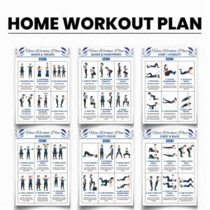 6-Day Home Workout Bundle Printable Dumbbell Exercise Pages for Chest Back Legs and Booty Strength Training 6-Piece Set