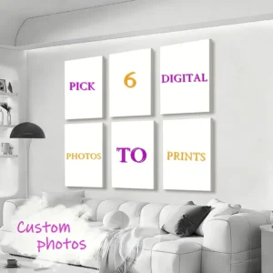 6-Piece Custom Canvas Photo Prints for Family, Pet, Birthday, Wedding, and Home Decor