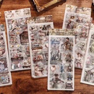 6-Piece Retro Decorative Sticker Pack for Journaling and Collage