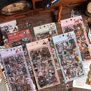 6-Piece Waterproof Paper Holiday Cartoon Adhesive Sticker Pack for DIY Pet Handbooks