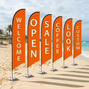 6 ft Fiberglass Pole Fabric Beach Wind Flag Banner, Custom Print, Outdoor Feather Teardrop Flag