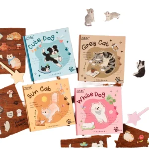 60 Sheets Per Box Kitten Holiday Series Cross Border Stickers Children’s Cute Journaling Supplies Holiday Decoration