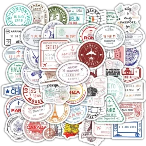 60PCS Vintage Postmark Air Ticket Boarding Pass Passport Australia Postage UK USA Stamp Sticker Sheet