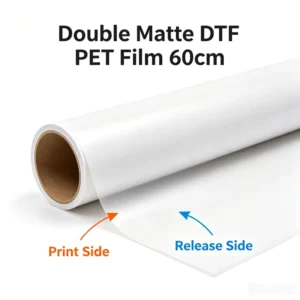 60cm Cold Peel Heat Transfer DTF Film Roll 100m Double Matte Anti-Curl PET Film for Textiles