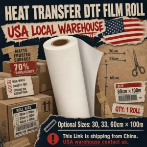 60cm DTF PET Transfer Film Roll 60cm x 100m Instant Peel for 24-Inch DTF Machine