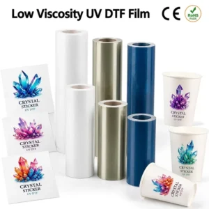 60cm x 30cm Low-Tack UV DTF Film Roll, AB PET Cold-Transfer Sticker Film for Cups and Paper, Low-Viscosity Printing