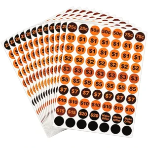60x40mm Round Price Labels Sale Stickers Assorted Colors Self-Adhesive in Roll