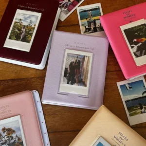 64-Pocket 3-Inch Mini Photo Album with PVC Cover for Instant Photos and Postcards