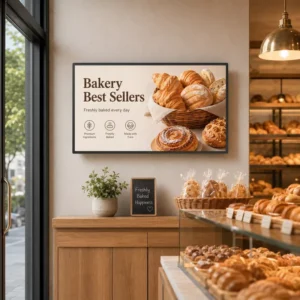 65-inch Bakery Cafe Wall-Mounted Four Equal Bezel Commercial Digital Menu Board LCD Display