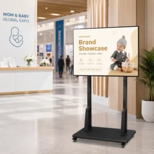 65-inch Portable Retail Mobile Stand Four Equal Bezel Smart LCD Digital Signage Display