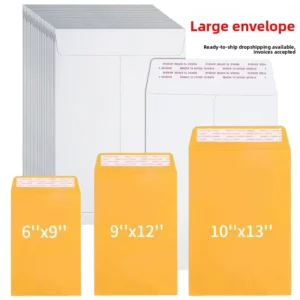6×9 Custom Printed Gold Kraft Packaging Envelope with Self-Adhesive Peel-and-Seal