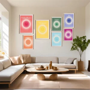 7 Chakra Printable Posters Set Spiritual Wall Art Chakra Symbols & Meanings for Yoga Studio & Meditation Room Decor (7-Piece Set)