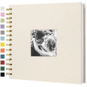 8/10/12-Inch Linen Cover Hardcover Scrapbook Photo Album with Kraft White Pages, for Travel, Wedding, or Guest Book