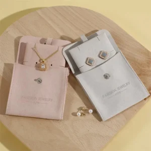 8*8cm Custom Logo Printed Microfiber Jewelry Envelope Packaging Pouch with Insert