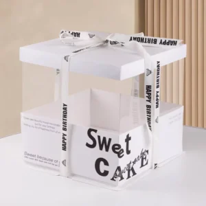 8, 9, 10, and 12 Inch Square Transparent Plastic Cake Boxes with Lids