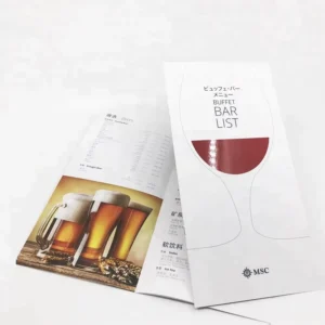 8 Pages 160 x 320 mm Buffet Bar List Menu Brochure Book Drink Water Single Printing