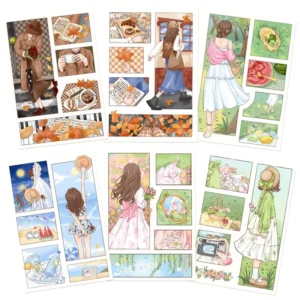 8 Stickers Per Pack Illustrated Four Seasons Fun Girls Collage DIY Phone Case Notebook Stickers