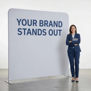 8 ft Tension Fabric Portable Pop-Up Backdrop Display Stand for Trade Shows, Weddings, and Events